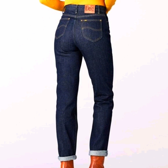 Lee Denim - LEE Vintage Modern Retro Rinse Dark denim High Rise Straight Jeans Free People